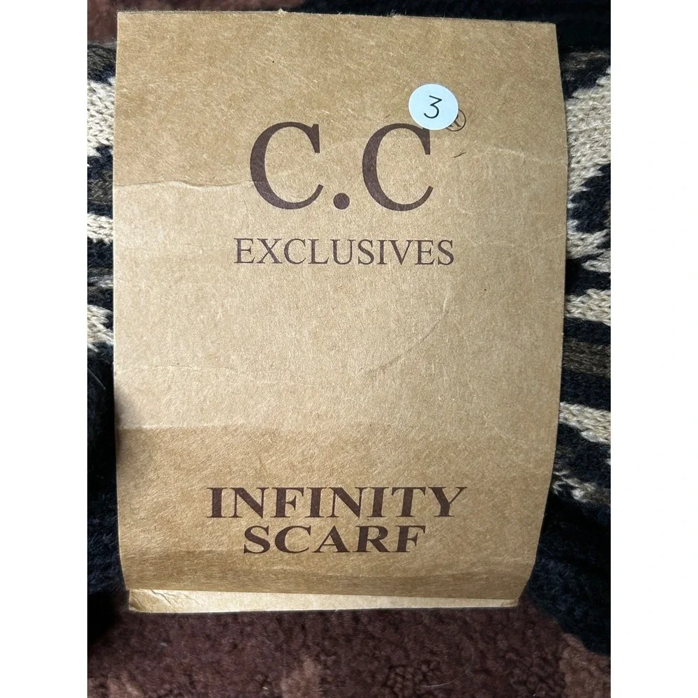 C.C. Exclusives Black Knit Leopard Print Infinity‎ Scarf